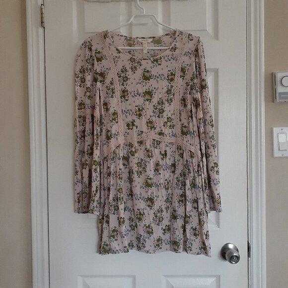 Matilda Jane Women's Size M Pink Floral Like A Lady Bohemian Crochet Tunic Top - Picture 3 of 12